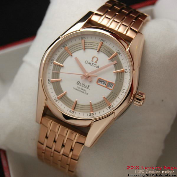 OMEGA DE VILLE HOUR VISION ANNUAL CALENDAR Red Gold on Red Gold Strap OM77128