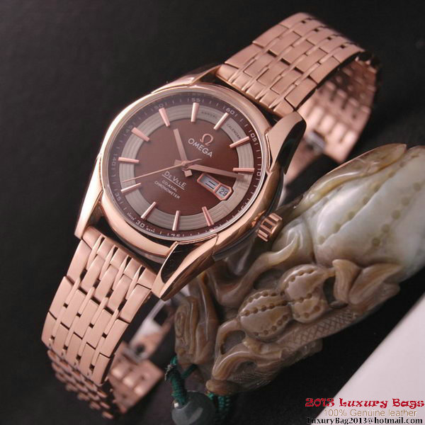 OMEGA DE VILLE HOUR VISION ANNUAL CALENDAR Red Gold on Red Gold Strap OM77129