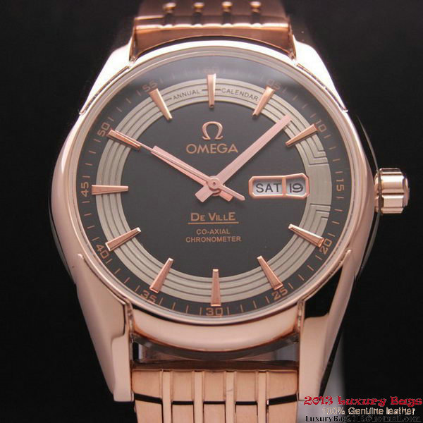 OMEGA DE VILLE HOUR VISION ANNUAL CALENDAR Red Gold on Red Gold Strap OM77130