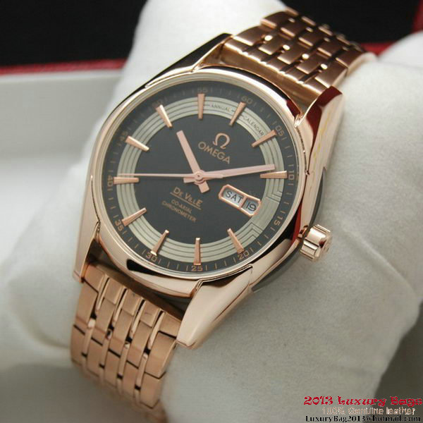 OMEGA DE VILLE HOUR VISION ANNUAL CALENDAR Red Gold on Red Gold Strap OM77130