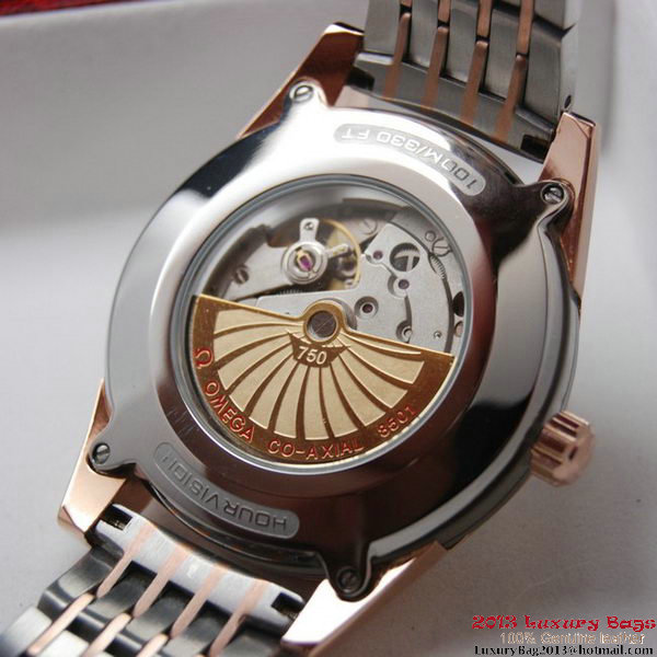 OMEGA DE VILLE HOUR VISION ANNUAL CALENDAR Red Gold on Steel Strap OM77125