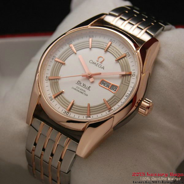 OMEGA DE VILLE HOUR VISION ANNUAL CALENDAR Red Gold on Steel Strap OM77125