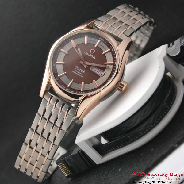 OMEGA DE VILLE HOUR VISION ANNUAL CALENDAR Red Gold on Steel Strap OM77126