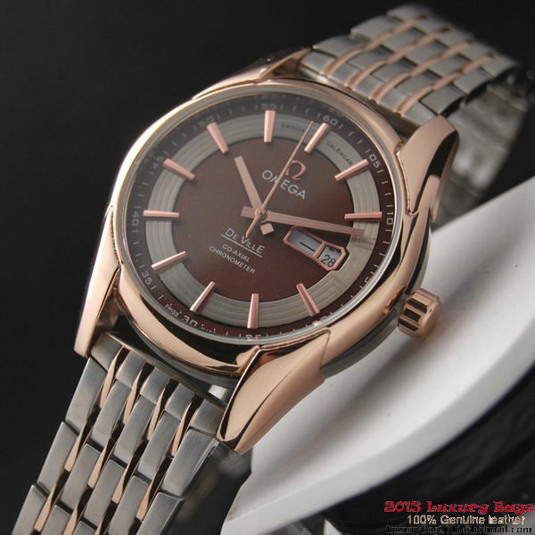 OMEGA DE VILLE HOUR VISION ANNUAL CALENDAR Red Gold on Steel Strap OM77126