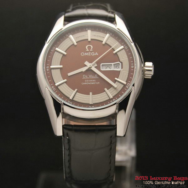 OMEGA DE VILLE HOUR VISION ANNUAL CALENDAR Steel on Black Leather Strap OM77110