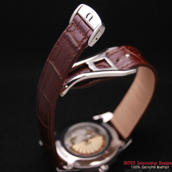 OMEGA DE VILLE HOUR VISION ANNUAL CALENDAR Steel on Brown Leather Strap OM77103