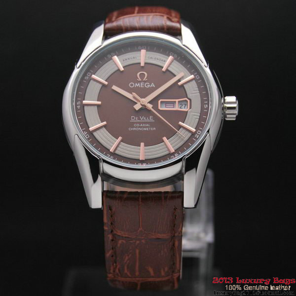 OMEGA DE VILLE HOUR VISION ANNUAL CALENDAR Steel on Brown Leather Strap OM77103