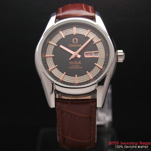 OMEGA DE VILLE HOUR VISION ANNUAL CALENDAR Steel on Brown Leather Strap OM77105