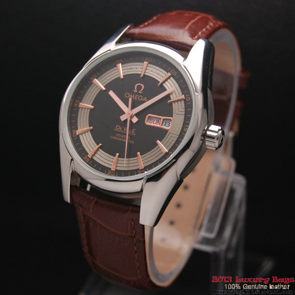 OMEGA DE VILLE HOUR VISION ANNUAL CALENDAR Steel on Brown Leather Strap OM77105