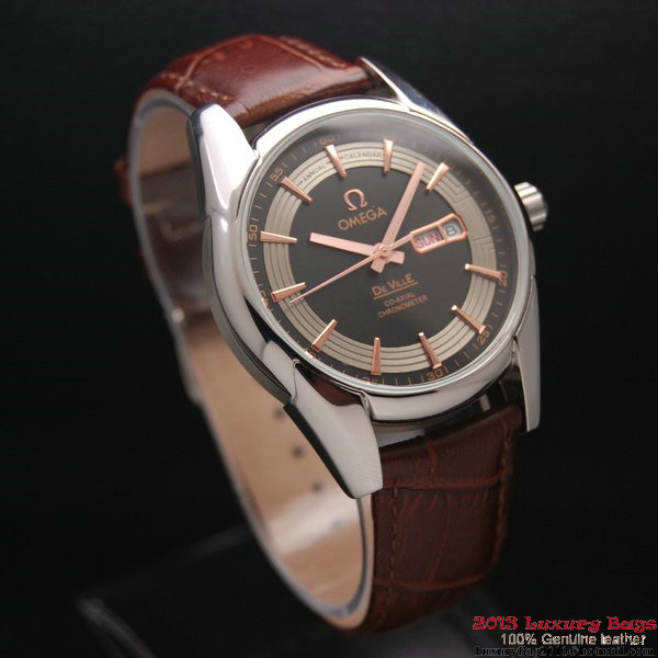 OMEGA DE VILLE HOUR VISION ANNUAL CALENDAR Steel on Brown Leather Strap OM77105