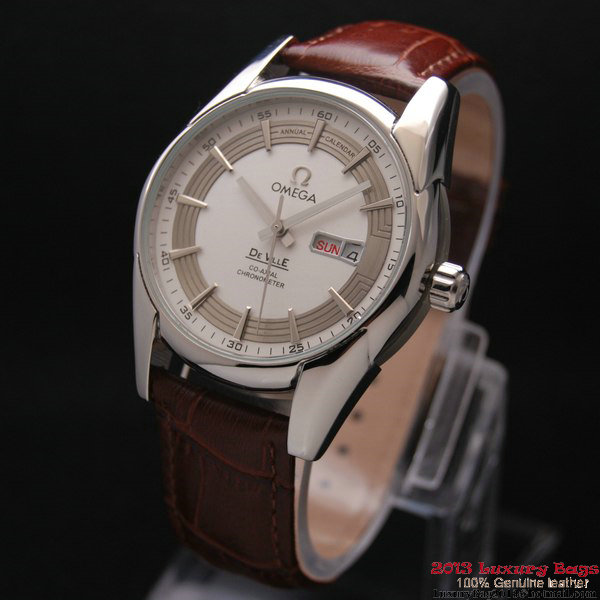 OMEGA DE VILLE HOUR VISION ANNUAL CALENDAR Steel on Brown Leather Strap OM77107