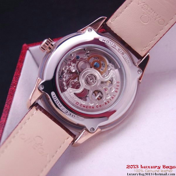 OMEGA DE VILLE Tourbillon Watches Red Gold on Brown Leather Strap Om7015