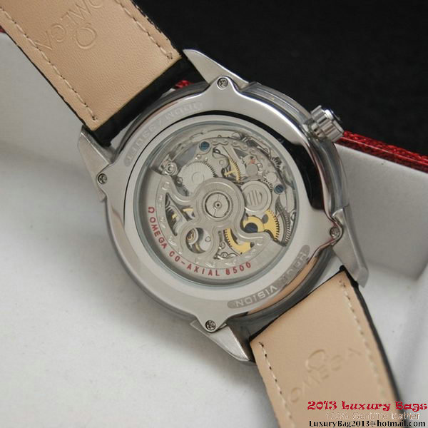 OMEGA DE VILLE Tourbillon Watches Steel on Black Leather Strap Om7002