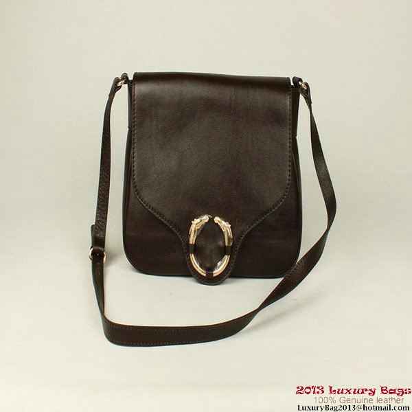 Gucci Ribot Horse-Heads Leather Shoulder Bag 296881 Brown