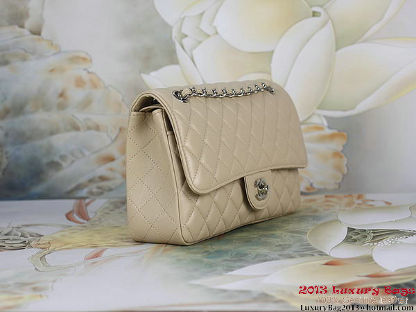 Chanel 2.55 Classic Flap Bag Apricot Sheepskin Leather Silver