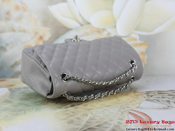 Chanel 2.55 Classic Flap Bag Gray Original Cannage Patterns Leather Silver