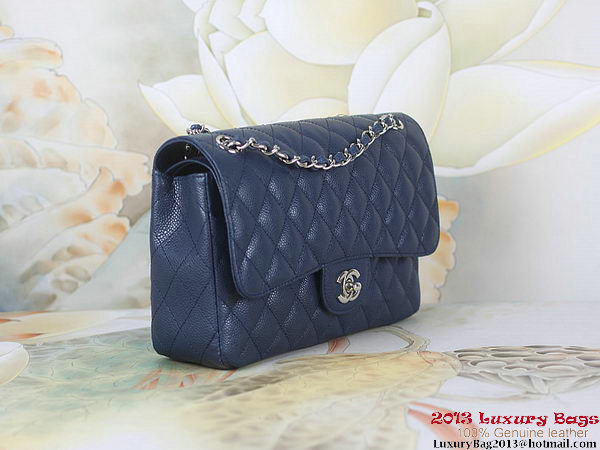 Chanel 2.55 Classic Flap Bag RoyalBlue Original Cannage Patterns Leather Silver