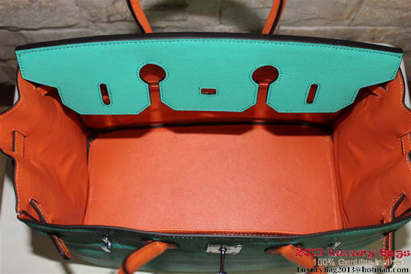 2013 Hot Sale Hermes Birkin 35CM Tote Bag Calf Leather Orange&Light Blue