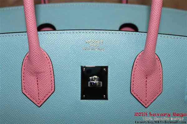 2013 Hot Sale Hermes Birkin 35CM Tote Bag Calf Leather Pink&Light Blue