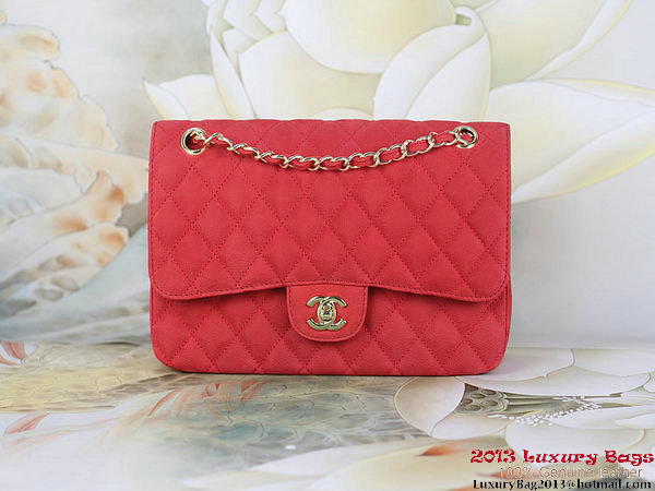 Chanel 2.55 Series Flap Bag Red Original Nubuck Leather A1112 Gold