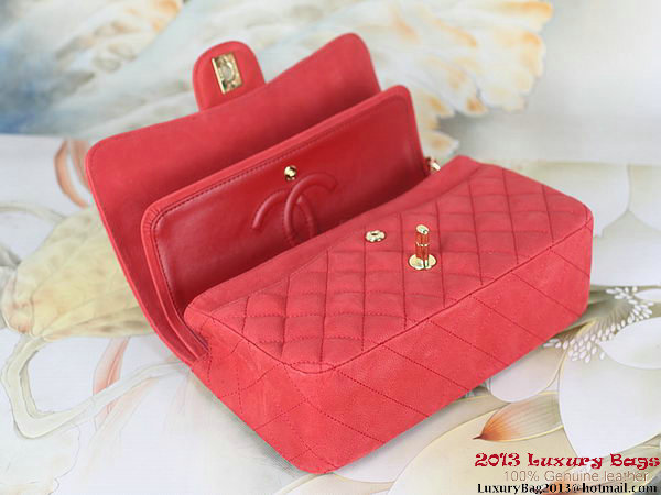 Chanel 2.55 Series Flap Bag Red Original Nubuck Leather A1112 Gold