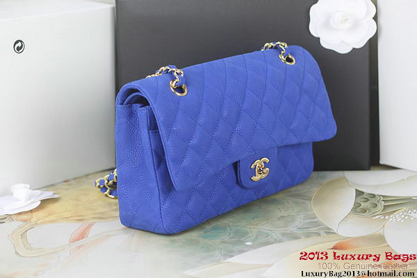 Chanel 2.55 Series A01112 Blue Original Leather Classic Flap Bag Gold