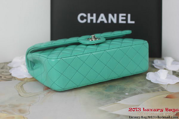 Chanel 2.55 Series A1112 Green Original Leather Classic Flap Bag Silver