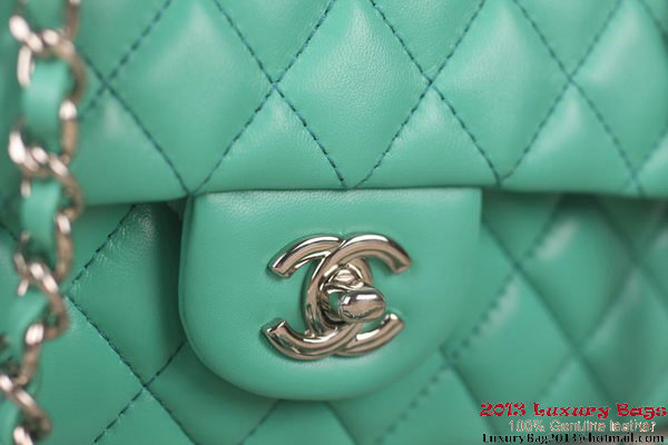 Chanel 2.55 Series A1112 Green Original Leather Classic Flap Bag Silver