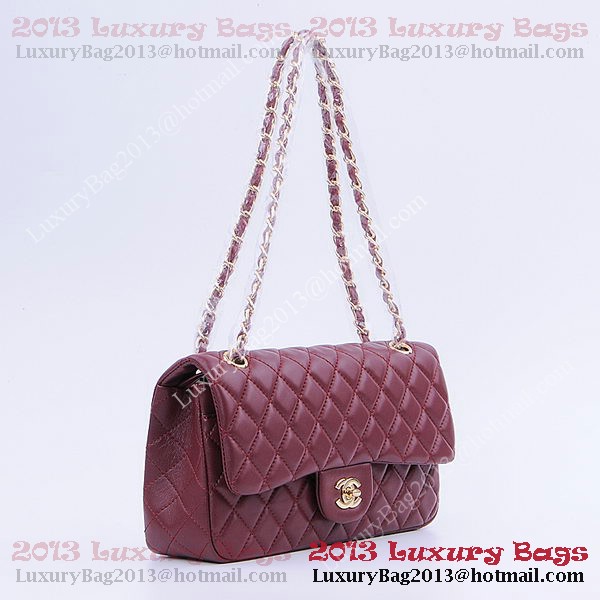 Chanel 2.55 Series Classic Flap Bag 1112 Burgundy Sheepskin Gold