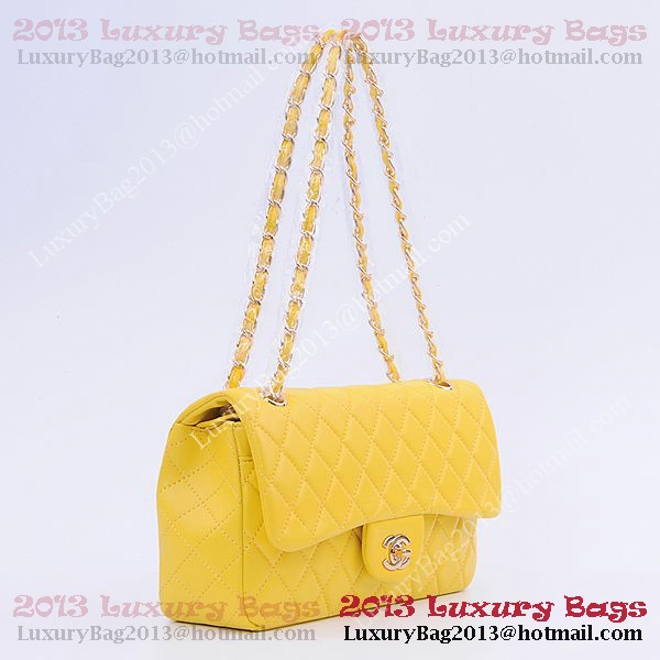 Chanel 2.55 Series Classic Flap Bag 1112 Lemon Sheepskin Gold