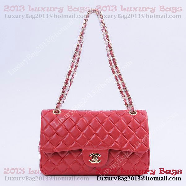 Chanel 2.55 Series Classic Flap Bag 1112 Red Sheepskin Gold