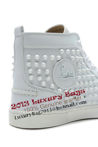 Christian Louboutin Louis Spikes Mens Flap CL736 White