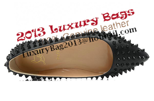 Christian Louboutin PIGALLE SPIKES Flat CL1329 Black Sheepskin