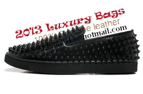 Christian Louboutin Roller-boat Mens Flat CL739 Black Sheepskin