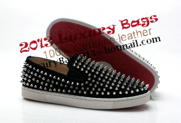 Christian Louboutin Roller-boat Mens Flat CL739 Black Suede