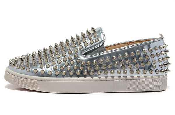 Christian Louboutin Roller-boat Mens Flat CL739 Silver Sheepskin