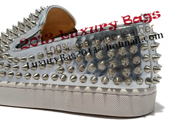 Christian Louboutin Roller-boat Mens Flat CL739 Silver Sheepskin