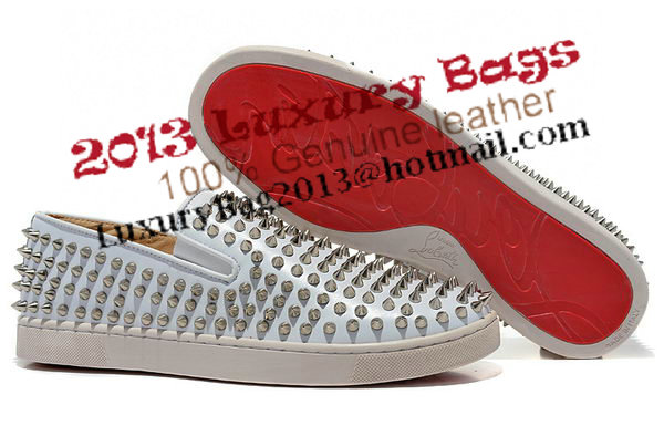 Christian Louboutin Roller-boat Mens Flat CL739 White Sheepskin