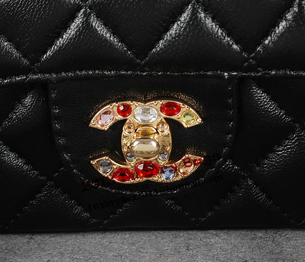 Chanel 2.55 Series Classic Flap Bag Black Sheepskin 1112 Multicolour