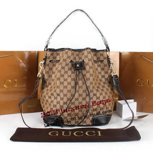 Gucci GG Drawstring Sling Shoulder Handbag 179019 Brown