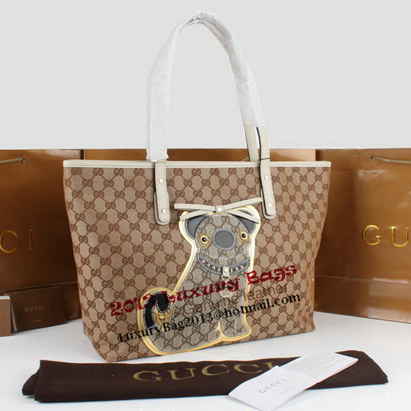 Gucci Joy Supreme Dog Canvas Shoulder Bag 212373 White