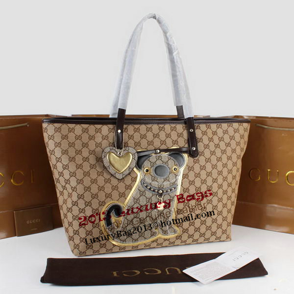 Gucci Joy Supreme Dog Canvas Shoulder Bag 212374 Brown