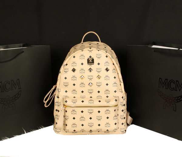 MCM Stark Backpack Jumbo in Calf Leather 8006 Apricot