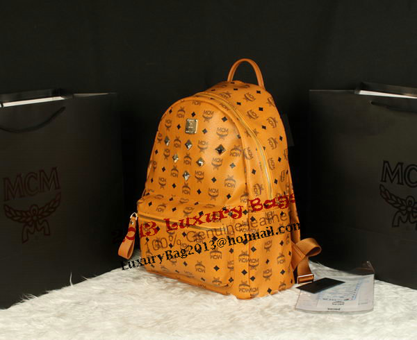 MCM Stark Backpack Jumbo in Calf Leather 8006 Camel