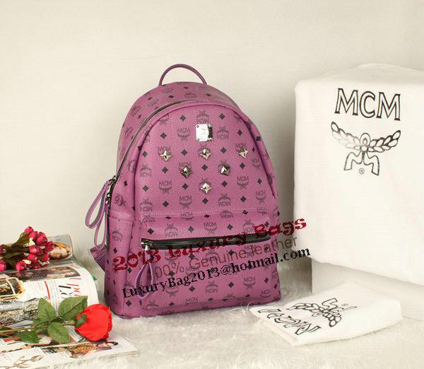 MCM Stark Backpack Jumbo in Calf Leather 8006 Purple