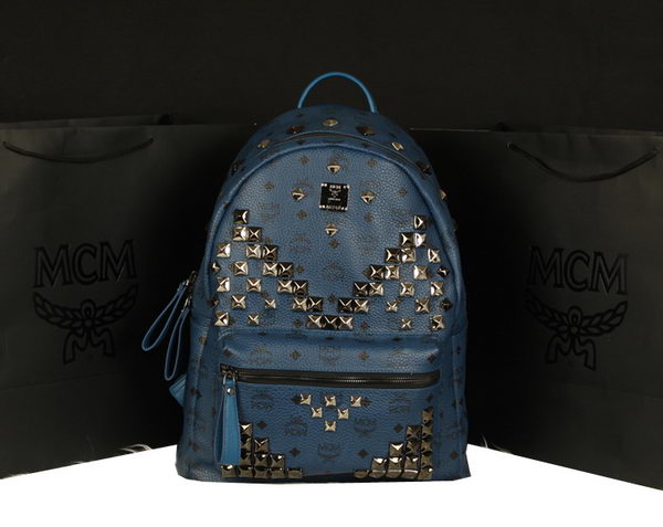 MCM Stark Backpack Jumbo in Calf Leather 8100 RoyalBlue