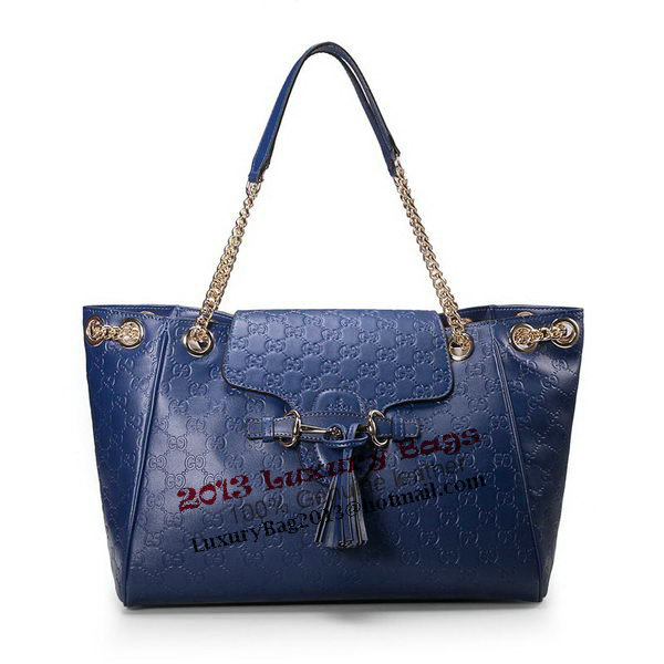 Gucci Emily Guccissima Leather Shoulder Bag 336757 Blue