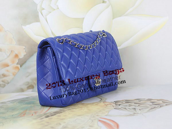 Chanel 2.55 Series Classic Flap Bag 1112 Blue Sheepskin Leather Silver