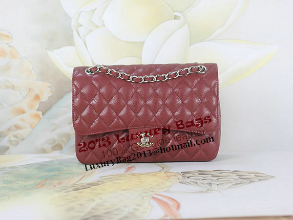 Chanel 2.55 Series Classic Flap Bag 1112 Burgundy Original Cannage Pattern Leather Silver