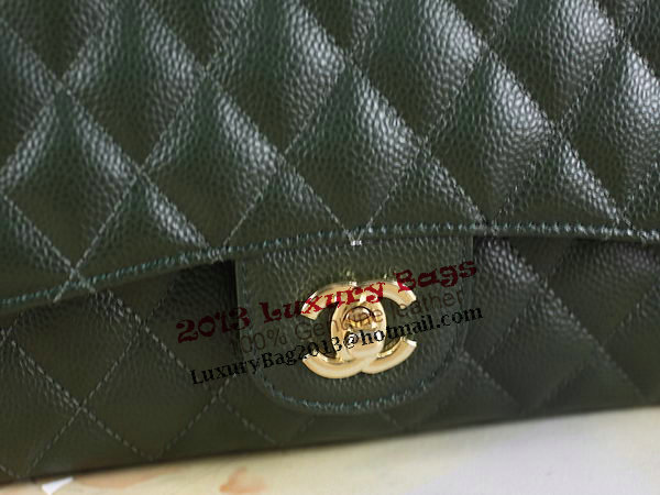 Chanel 2.55 Series Classic Flap Bag 1112 Dark Green Original Cannage Pattern Leather Gold